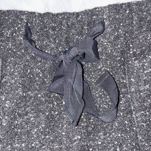 LOFT Charcoal Knit Skirt with Bow Accent